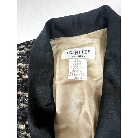 JR Nites By Caliendo Black Lace Blazer Formal Jacket Size 10 Wedding Prom Party - Picture 5 of 12
